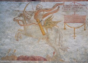Death riding on horseback aiming arrow