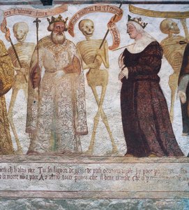 Death with the King and the Queen, detail from The Dance of Death