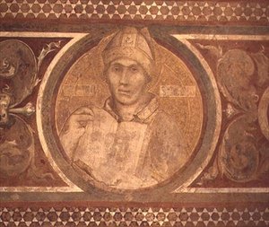 مايستا: القديس أوغسطين ، تفاصيل من الإطار بواسطة سيمون مارتيني