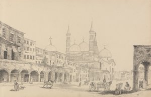 ألبوم يضم 30 منظرًا في تيرول وإيطاليا: كنيسة القديس أنطونيو - بادوفا 3 نوفمبر 1840 بواسطة السير تشارلز دي أويلي