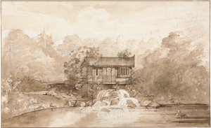 تصميم لـ Hermitage ، فيرجينيا ووتر (قلم وحبر بني فوق الجرافيت مع غسيل على الورق)