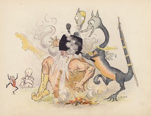 رسم توضيحي لتوأم التنينين الصغير بواسطة س. روزاموند برايجر (طباعة حجرية ملونة)