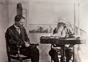 ليو تولستوي وأنطون تشيخوف ، مؤلفون روس ، 1902