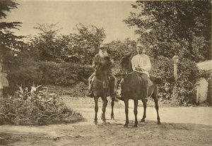 الكاتب الروسي ليو تولستوي يركب في ياسنايا بوليانا ، بالقرب من تولا ، روسيا ، 1900