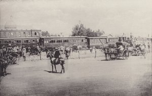 مناظر تاريخية ، أول قطار يصل إلى جوهانسبرج (صورة بالأبيض والأسود) بواسطة مصور جنوب أفريقي