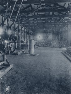الداخلية ، محلات الميكانيكيون ، شركة Geldenhuis Deep Level Gold Mining (صورة b / w) بواسطة مصور جنوب أفريقي