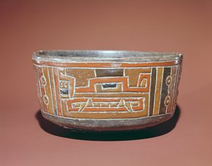 زبدية مزينة برأس نمر من العصر الكولومبي (فخار)
