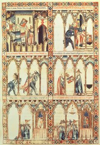102-0002738 TI. Cantiga 34 ، رسم توضيحي من "Cantigas de Santa Maria" ، تم إجراؤه تحت إشراف ألفونسو العاشر ("الحكيم") ملك قشتالة وليون (1221-1284) (رق) (انظر أيضًا 68647) بواسطة المدرسة الاسبانية