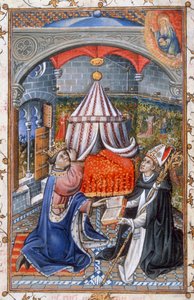 الولاءات للصباح والمساء ، من كتاب صلاة ألفونسو الخامس في أراغون ، 1442 (درجة حرارة على الرق) بواسطة المدرسة الاسبانية