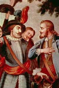 هيرناندو كورتيس (1485-1547) ودييجو دي فيلاسكيز (1465-1524) (زيت على قماش) (التفاصيل) (انظر 113574) بواسطة المدرسة الاسبانية
