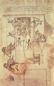 العبيد الهنود يضعون أساسات الكاتدرائية في مكسيكو سيتي، حوالي 1522 بواسطة المدرسة الاسبانية