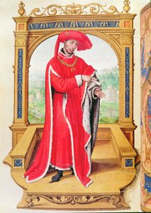 فيليب الخير (1396-1467) دوق برغندي ، مؤسس وسام الصوف الذهبي ، من Statuts de la Toison dOr بواسطة المدرسة الاسبانية