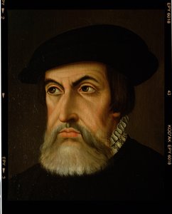 صورة هرنان كورتيس (1485-1547) (زيت على قماش) بواسطة المدرسة الاسبانية