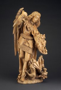 القديس ميخائيل والشيطان ، حوالي 1475-1500 (حور) بواسطة المدرسة الاسبانية