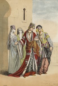 السلطانة التركية والأميرة مع عبيدهم ، العصور الوسطى بواسطة المدرسة الاسبانية