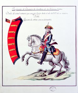 زي متطوعي فوج سلاح الفرسان في هافانا ، 1763 (طباعة) بواسطة المدرسة الاسبانية