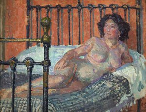 عارية على السرير ، ج. 1910 (زيت على قماش)