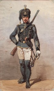 Study of uniforms, Drawing by Stanislao Grimaldi del Poggetto