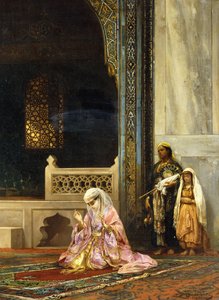 سيدة تركية تصلي في المسجد الأخضر ، بورصة ، 1878 بواسطة Stanislaus von Chlebowski