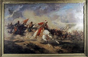 الإمبراطورية العثمانية: معركة موهاكس الضارية (29 أغسطس 1526) بين قوات الكي... (زيت على قماش) بواسطة Stanislaus von Chlebowski