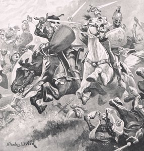 معركة شروزبري ، 21 يوليو 1403 ، رسم توضيحي من "المعارك البريطانية في البر والبحر" ، نشرتها كاسيل ، لندن ، c.1910