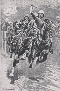 ملازم ماكلين أثناء حمله الأسلحة في مايوان ، 17 يوليو 1880 ، رسم توضيحي من المعارك البريطانية في البر والبحر ، 1915