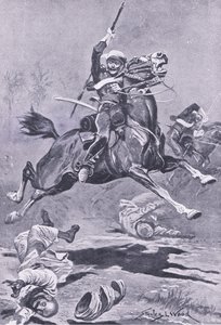 لانسر التاسع في دلهي ، 1857 ، رسم توضيحي من المعارك البريطانية في البر والبحر ، 1915 بواسطة ستانلي ل. وود
