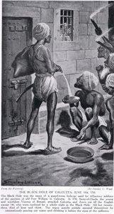 الثقب الأسود ، حصن ويليام القديم ، 18 يونيو 1756 ، رسم توضيحي من "تاريخ الأمم في هاتشينسون" ، ج .1910 بواسطة ستانلي ل. وود