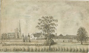 Hamstall Ridware - Church and Manor House: الرسم بالألوان المائية ، [1762-1802] بواسطة ستيبينج شو