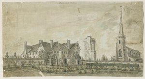 Hamstall Ridware - Church and Manor House: الرسم بالألوان المائية ، [1762-1802] بواسطة ستيبينج شو