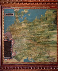بطاقة ألمانيا صنعها ستيفانو بونسنيوري (؟ -1589) عالم الكونيات والرسام الإيطالي. حوالي 1581. فلورنسا ، بالازو فيكيو ، سالا ديل ماباموندو بواسطة ستيفانو بونسينيوري