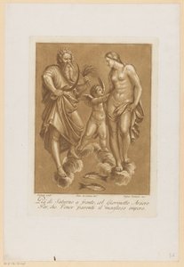 زحل ، فينوس في الحب Plafondschilderingen van de Loggia di Galatea in de Villa Farnesina te Rome (عنوان السلسلة) بواسطة Baldassare Peruzzi
