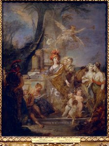 الإمبراطورة كاثرين الثانية (1729-1796) بدور مينيرفا في دائرة الألحان. لوحة لستيفانو توريلي (1712-1784) ، زيت على قماش. الفن الإيطالي