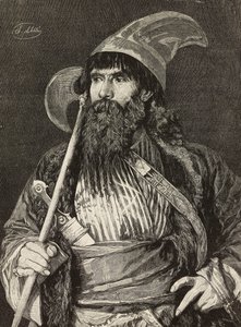 شيخ بملابس رسمية كاملة ، نقش لـ F Gamberoni من لوحة لستيفانو أوسي (1822-1901) ، L