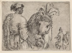 رجل أسود يطعم حصانًا ، ربما عام 1662. بواسطة ستيفانو ديلا بيلا