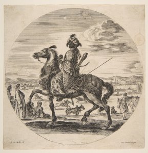 فارس مغربي يواجه الأتراك اليسار والوقوف والجلوس في منتصف الطريق ، ... ، كاليفورنيا. 1651. بواسطة ستيفانو ديلا بيلا