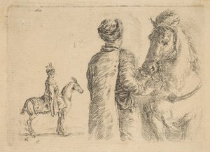 العريس البولندي ، من الخلف ، يحمل حصانًا من اللجام ، كاليفورنيا. 1662.