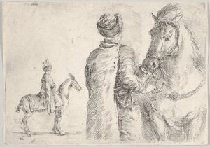 خادم بولندي ، من الخلف ، يحمل لجام حصان إلى اليمين ، هور بولندي ... ، كاليفورنيا. 1662. بواسطة ستيفانو ديلا بيلا