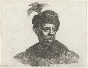 تمثال نصفي لرجل بولندي مع شارب وقبعة ذات عمود مبادئ الرسم (عنوان السلسلة) I Principii del disegno (عنوان المسلسل) بواسطة ستيفانو ديلا بيلا
