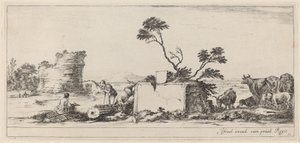 مشهد كامبانيا مع رسم فني ، في عام 1647 أو قبله. بواسطة ستيفانو ديلا بيلا