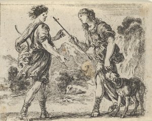 Cephalus and Procris ، من "Game of Mythology" Jeu de la Mythologie ، 1644. بواسطة ستيفانو ديلا بيلا