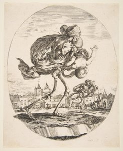 الموت يحمل رضيعًا ، من الوفيات الخمسة Les cinq Morts، ca. 1648. بواسطة ستيفانو ديلا بيلا