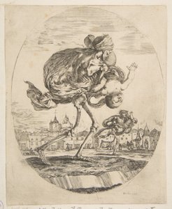 وفاة تحمل رضيعًا ، من الوفيات الخمسة Les cinq Morts، ca. 1648. بواسطة ستيفانو ديلا بيلا