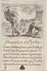 Deucalion و Pyrrha ، من Game of Mythology Jeu de la Mythologie ، 1644. بواسطة ستيفانو ديلا بيلا