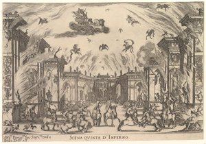 المشهد الخامس ، الجحيم ، من زواج الآلهة Le nozze degli Dei ، 1637. بواسطة ستيفانو ديلا بيلا