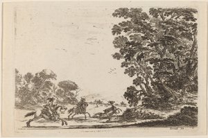 غابة مع Deer Hunt ، 1642. بواسطة ستيفانو ديلا بيلا