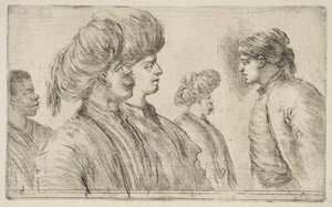 أربعة أتراك ورجل أسود ، كاليفورنيا. 1662. بواسطة ستيفانو ديلا بيلا