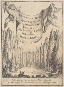 صورة عن غابة السرو La selva di cipressi: اثنان من المعجون يحملان نسيجًا في ... ، 1640. بواسطة ستيفانو ديلا بيلا