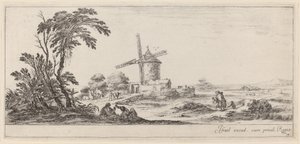 منظر طبيعي مع طاحونة هوائية ، في عام 1647 أو قبله. بواسطة ستيفانو ديلا بيلا