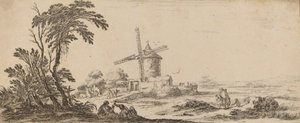 منظر طبيعي مع طاحونة هوائية ، في عام 1647 أو قبله. بواسطة ستيفانو ديلا بيلا